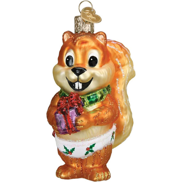 Old World Christmas Blown Glass Ornament for Christmas Tree, Silly Christmas Squirrel