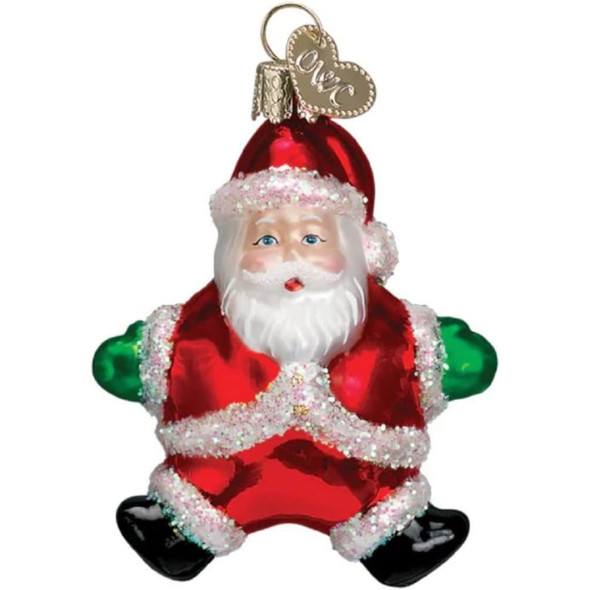Old World Christmas Glass Blown Ornament, Small Silly Santa, 2.5" (With OWC Gift Box)