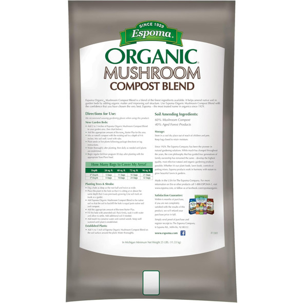 Espoma Natural and Organic Mushroom Garden Compost Blend, 0.75 cu ft