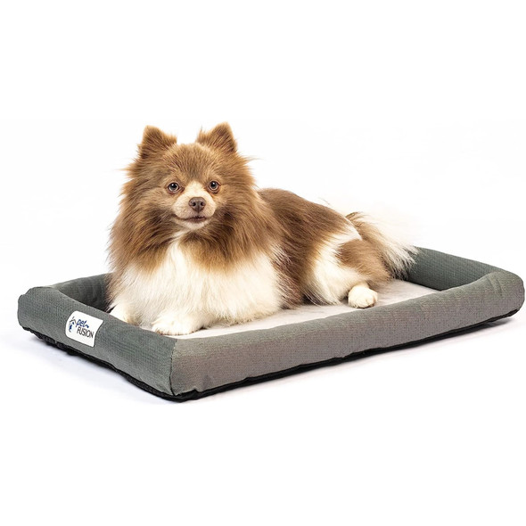 PetFusion Cooling Lavender-Infused Orthopedic Memory Foam Dog Bed & Crate Mat, Grey, XS