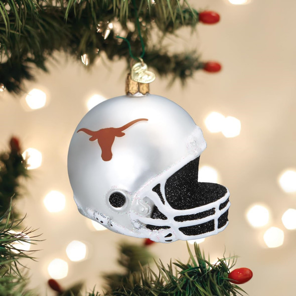 Old World Christmas Glass Ornament for Christmas Tree, Texas Helmet
