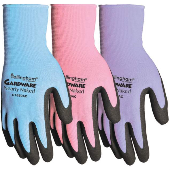 Bellingham Nearly Naked Premium Garden Gloves, Medium, Assorted Colors, 1 Pair