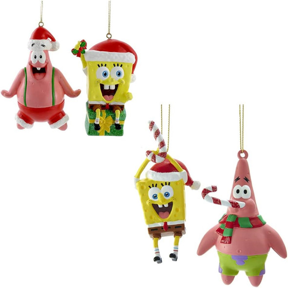 Kurt Adler SpongeBob Squarepants Christmas Ornament Sets, Multi-Colored, 3.5"