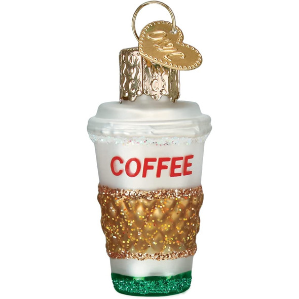 Old World Christmas Mini Glass Blown Ornament for Christmas Tree, Coffee To Go