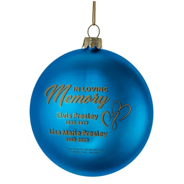 Kurt Adler Glass Ornament for Christmas Tree, Elvis Presley and Lisa Marie Disc