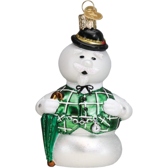 Old World Christmas Glass Blown Holiday Ornament, Sam The Snowman (With OWC Gift Box)