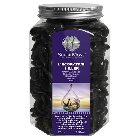 SuperMoss Decorative Filler Stones, Black, .5" - 1" Each, 25oz