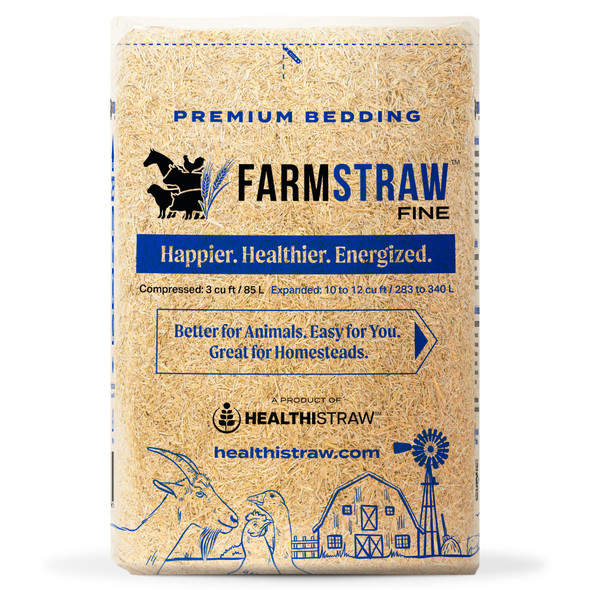 HealthiStraw FarmStraw Fine Cut – All-Natural, Clean Animal Straw Bedding for Hobby Farms, Small Pets, 3 cu ft (Covers up to 12 cu ft)
