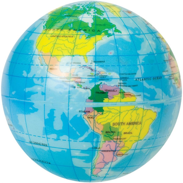 Toysmith World Globe Bouncy Ball, Multicolored, 3"