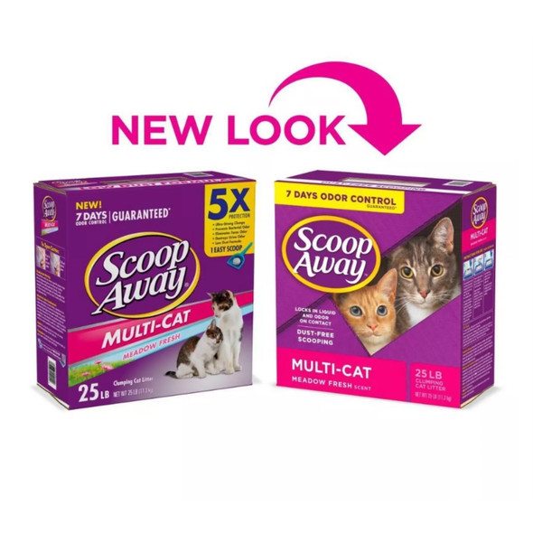 Scoop Away Multi-Cat Formula Clumping Cat Litter, Meadow Fresh Scent, 25lb