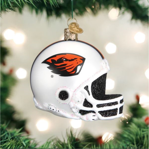 Old World Christmas Blown Glass Ornament for Christmas Tree, Oregon State Helmet
