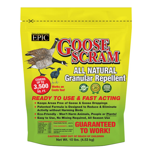 EPIC Goose Scram All Natural Ready To Use Outdoor Granular Animal Repellent Resealable Bag, 10lbs