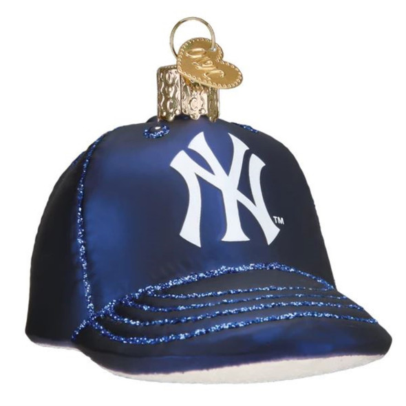 Old World Christmas Blown Glass Ornament for Christmas Tree, New York Yankees Baseball Cap