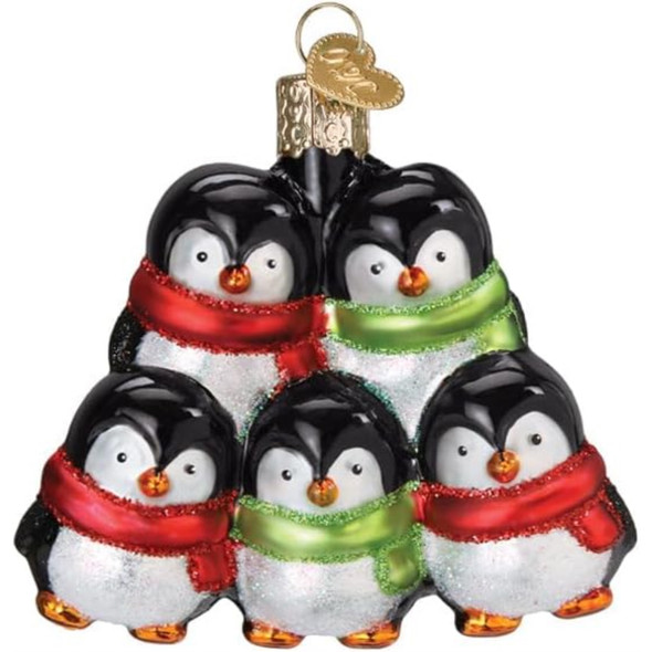 Old World Christmas Blown Glass Ornament for Christmas Tree, Penguin Family Of 5