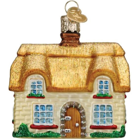 Old World Christmas Blown Glass Ornament for Christmas Tree, English Cottage (with OWC Gift Box)