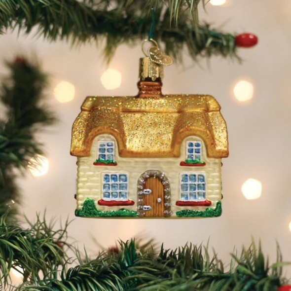 Old World Christmas Blown Glass Ornament for Christmas Tree, English Cottage (with OWC Gift Box)