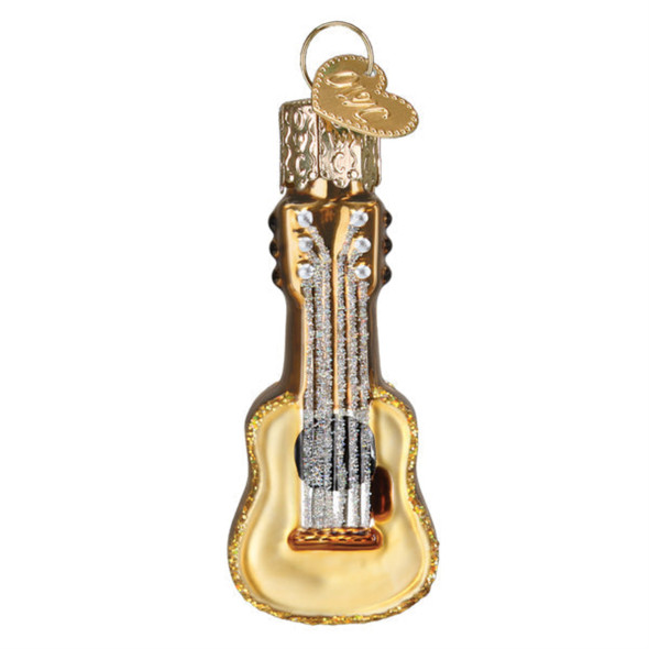 Old World Christmas Blown Glass Ornament for Christmas Tree, Mini Guitar