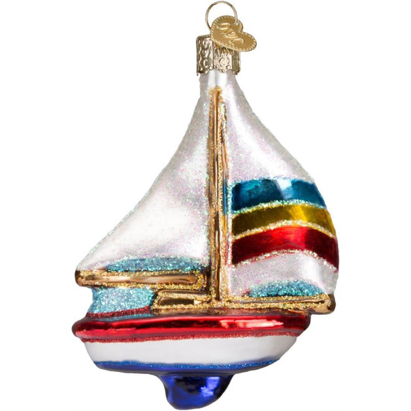 Old World Christmas Glass Blown Ornament, Sailboat (With OWC Gift Box)