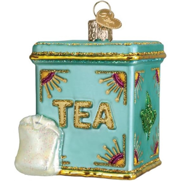 Old World Christmas Blown Glass Ornament for Christmas Tree, Tea Tin