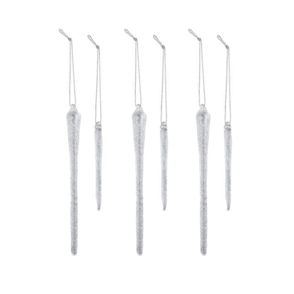 Old World Christmas Blown Glass Ornament for Christmas Tree, Frosty Glass Icicles (Pack of 6)