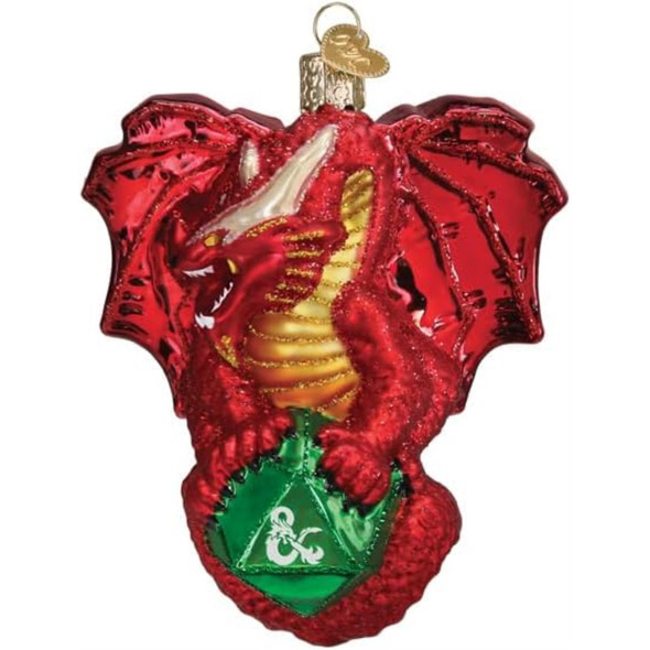 Old World Christmas Blown Glass Ornament for Christmas Tree, Dungeons & Dragons Red Dragon