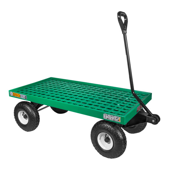 FARM-TUFF Durable Plastic Mesh Deck Garden Wagon Utility Cart with Pneumatic Tires, Green, 20" x 40" FARM-TUFF Durable Plastic Mesh Deck Garden Wagon Utility Cart with Pneumatic Tires, Green, 20" x 40"