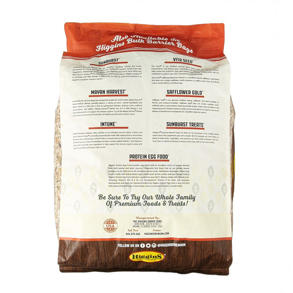 Higgins Vita Seed California Blend Sunflower-Free Bird Food for Parrots, 25lbs