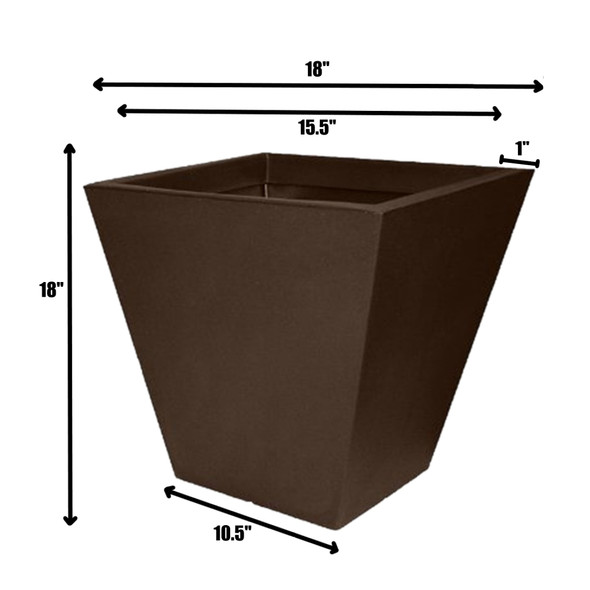 Tusco Products Cosmopolitan Square Garden Planter, Espresso, 18"