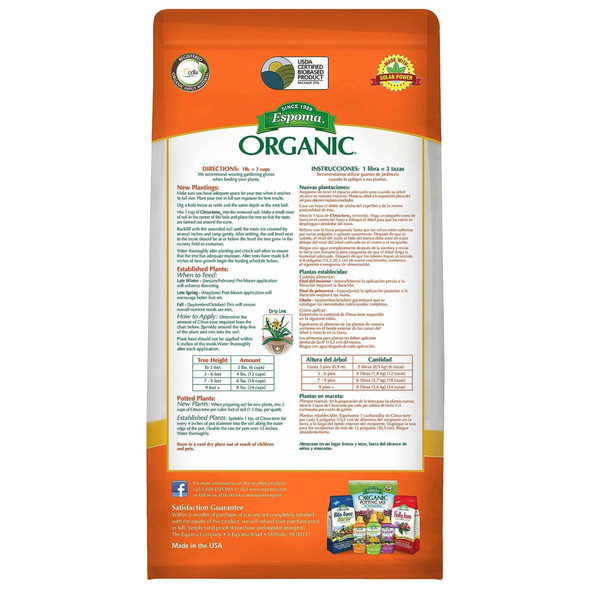 Espoma Organic Citrus-tone 5-2-6 Natural & Organic Plant Food for all Citrus, Fruit, Nut & Avocado Trees, Promotes Vigorous Growth & Abundant Fruit