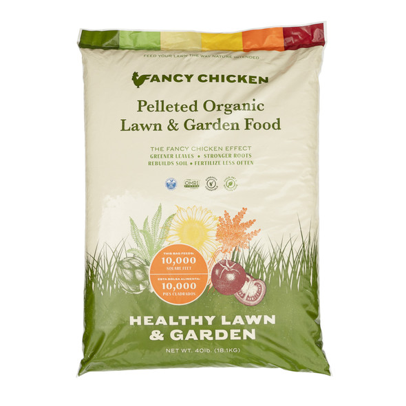 Fancy Chicken All-Purpose Organic Lawn & Garden Food, 100% Dried Pelleted Poultry Manure Fertilizer, 40lb (Covers up to 10,000 sq ft)