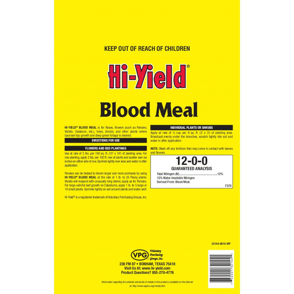 Hi-Yield Blood Meal 12-0-0 Fertilizer with Slow-Release Nitrogen, 2.75lbs