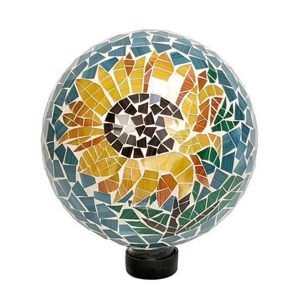 Echo Valley Mosaic Gazing Globe Garden Accent, Sunflower, 10"