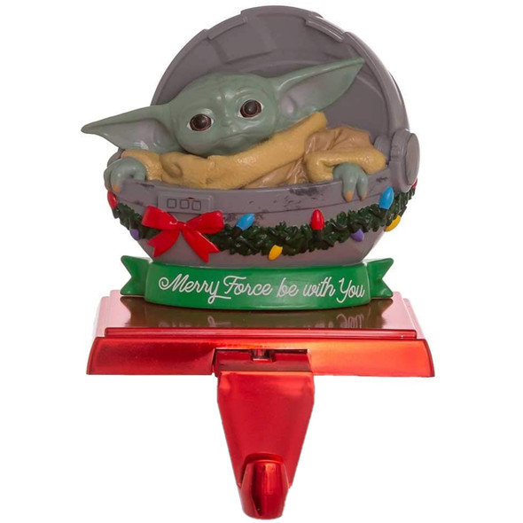 Kurt Adler Star Wars Metal Stocking Holder with Retractable Hook, Baby Yoda