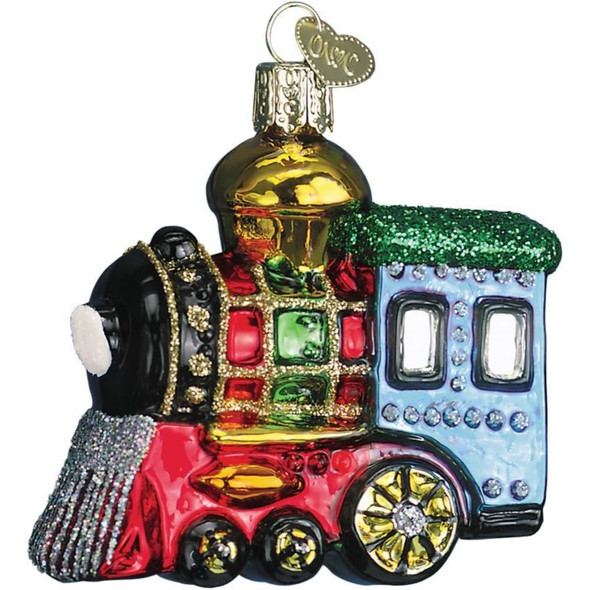 Old World Christmas Blown Glass Ornament for Christmas Tree, Small Locomotive