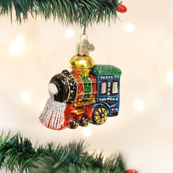 Old World Christmas Blown Glass Ornament for Christmas Tree, Small Locomotive