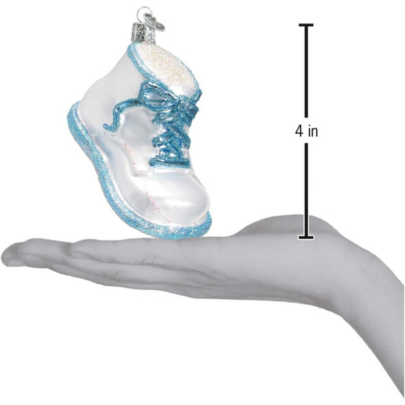 Old World Christmas Blown Glass Ornament for Christmas Tree, Blue Baby Shoe (with OWC Gift Box)
