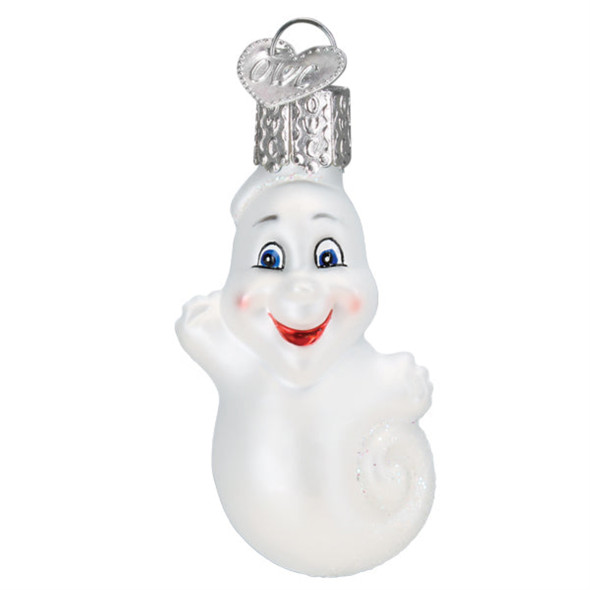 Old World Christmas Blown Glass Ornament for Halloween, Mini Ghost