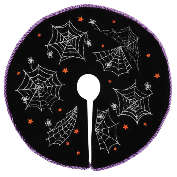 Old World Christmas Fabric Mini Halloween Tree Skirt with Spooky Spider Webs, 12" Old World Christmas Fabric Mini Halloween Tree Skirt with Spooky Spider Webs, 12"
