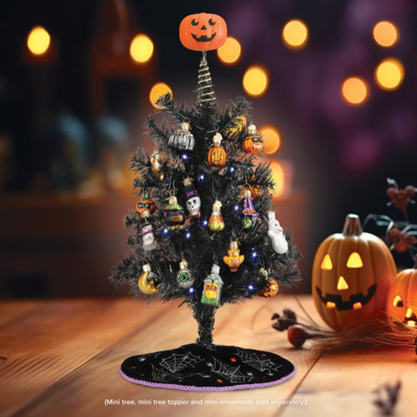 Old World Christmas Fabric Mini Halloween Tree Skirt with Spooky Spider Webs, 12" Old World Christmas Fabric Mini Halloween Tree Skirt with Spooky Spider Webs, 12"