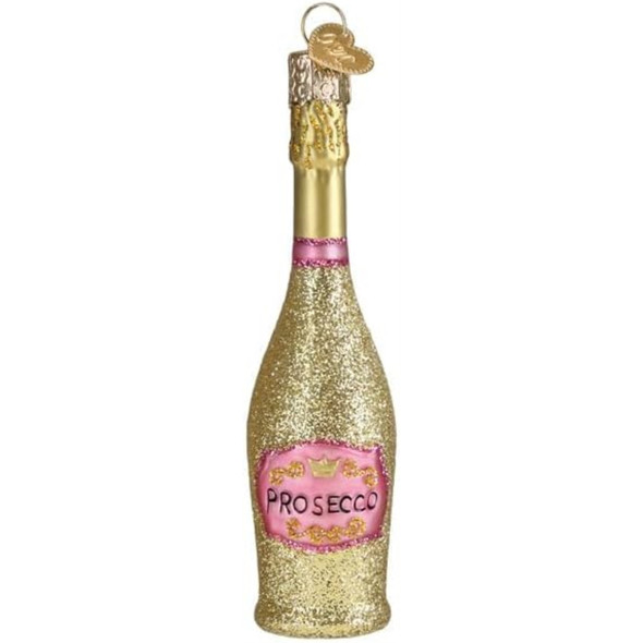 Old World Christmas Blown Glass Ornament for Christmas Tree, Prosecco Bottle
