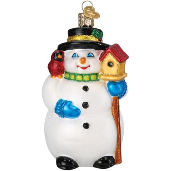 Old World Christmas Blown Glass Ornament for Christmas Tree, Snowman with Cardinal