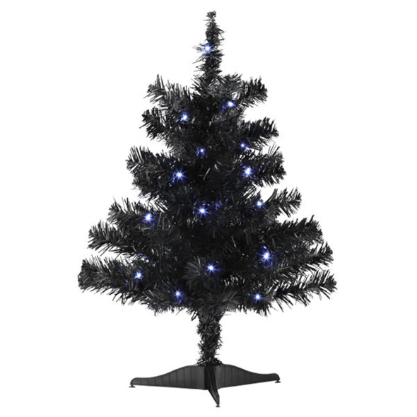 Old World Christmas Mini Pre-Lit Artificial Tree, Black, 18in