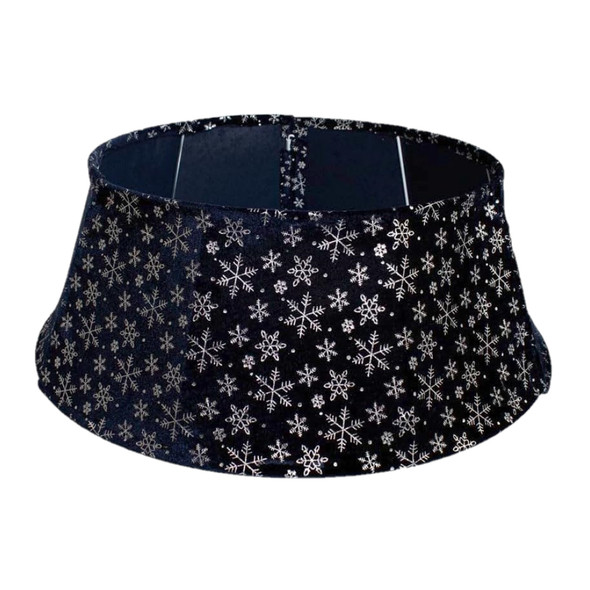 Kurt Adler Christmas Tree Collar, Navy with Snowflakes, 27in