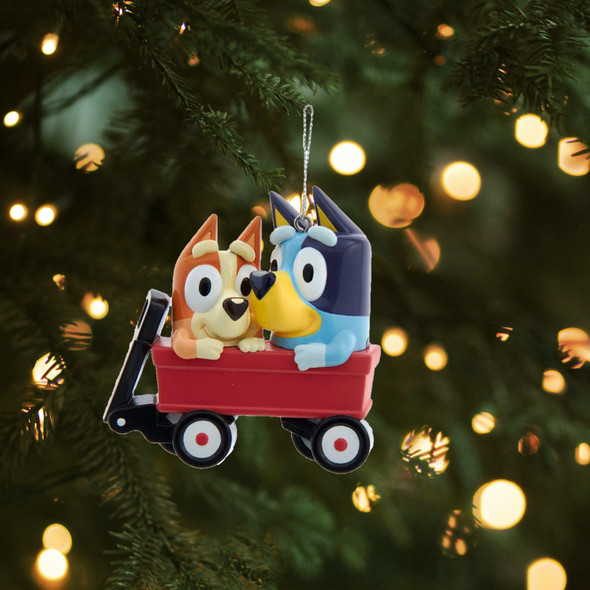 Kurt Adler Resin Bluey and Bingo Personalizable Ornament