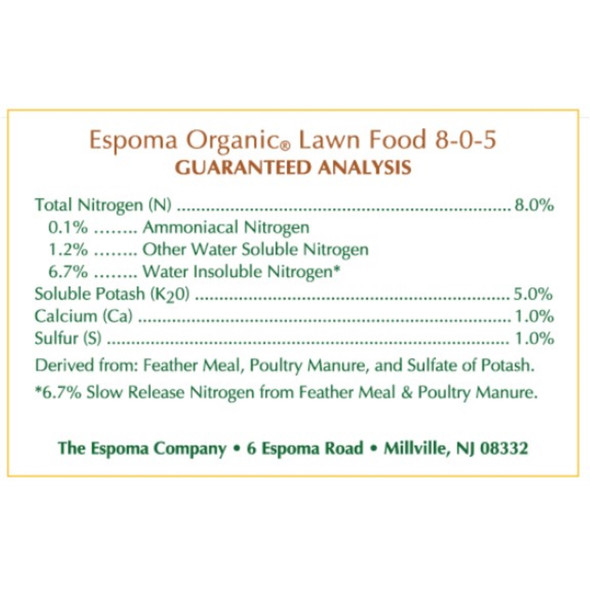 Espoma Organic 8-0-5 Lawn Food, Fall Winterizer, 30lbs (5,000  sq ft Coverage)
