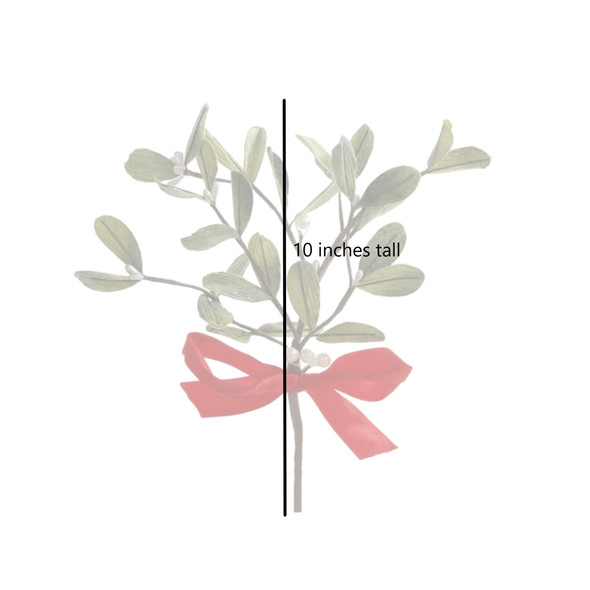 Kurt Adler Manipulatable Wire Christmas Mistletoe Pick with Red Bow, 10"