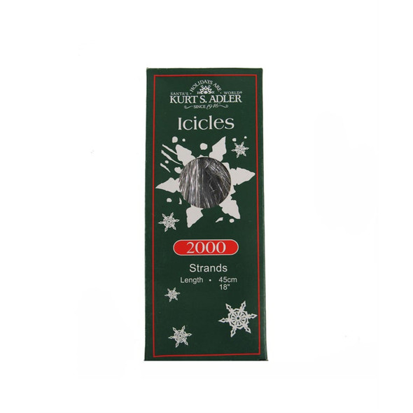 Kurt Adler Christmas Decorations, Silver Icicle Strands, 18", 2,000 Strand Count
