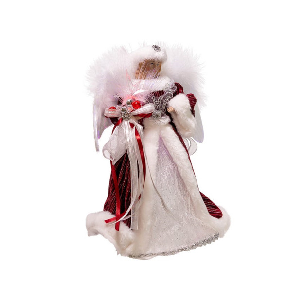 Kurt Adler 7-Light Color Changing Fiber-Optic LED Angel Treetop, Silver and Burgundy, 12" Kurt Adler 7-Light Color Changing Fiber-Optic LED Angel Treetop, Silver and Burgundy, 12"