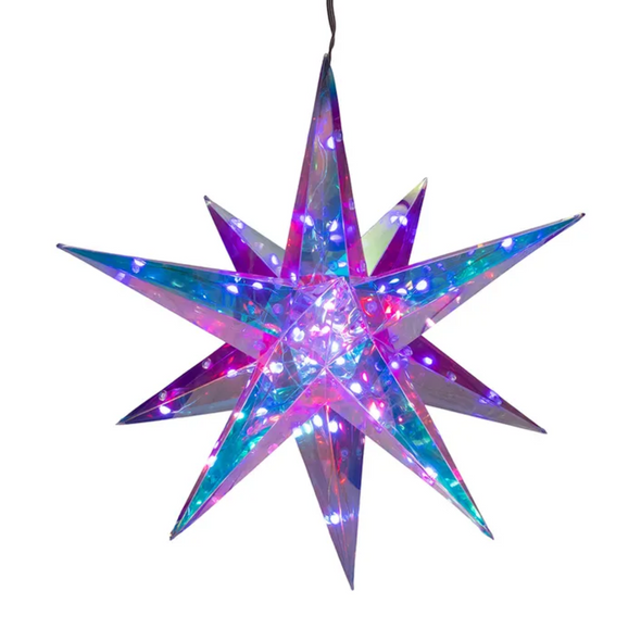 Kurt Adler Lighted Magical Iridescence Holographic Foldable Starburst + Remote, 14.5"
