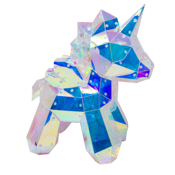 Kurt Adler Pre-Lit Cool White LED Magical Holographic Iridescent Unicorn, 14in
